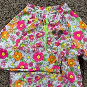 Betsey Johnson Kids Girls Long Sleeve Rash Guard‎ Swim Top Floral Size 10 boho